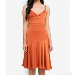 DRESSING PAULA SATIN CREPE MIDI DRESS SIENNA fall